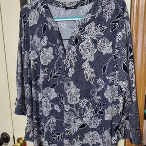 Paperwork Embossed V-Neck Blouse